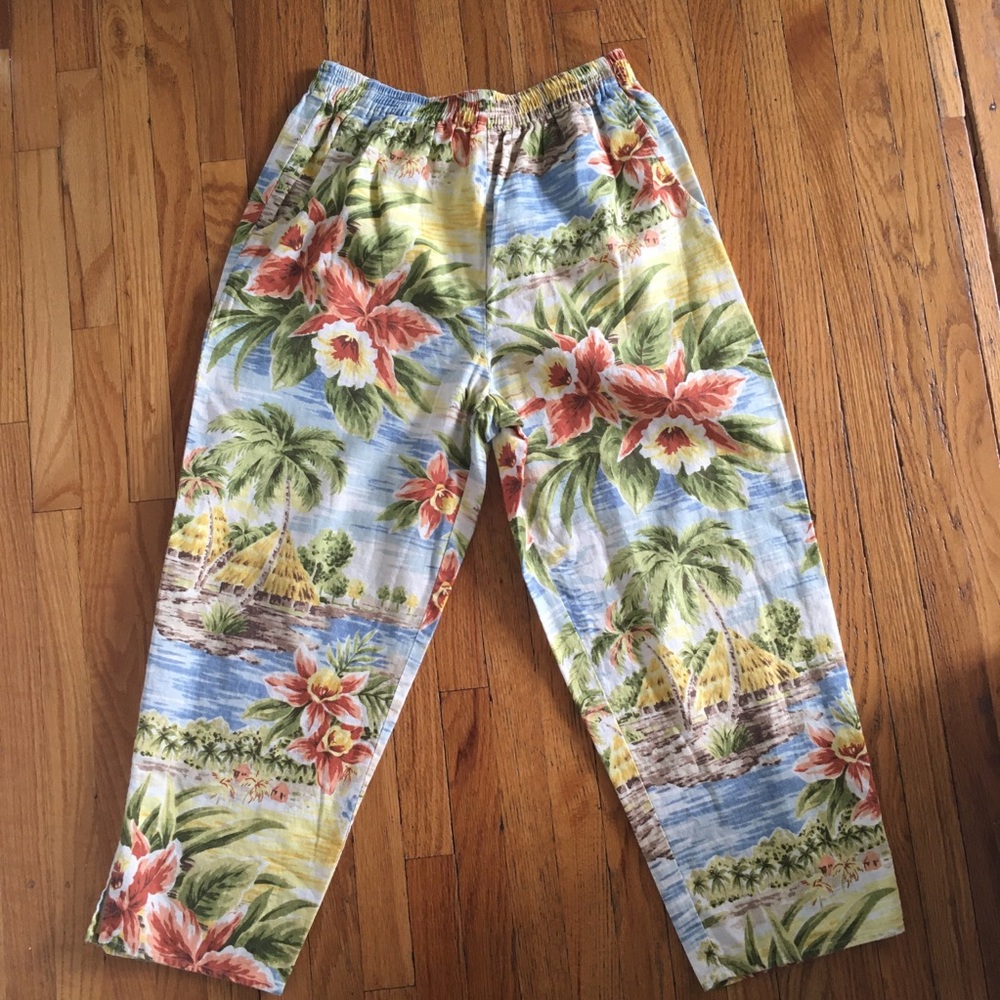 Vintage Jones New York Linen Cotton Hawaiian Print Pants